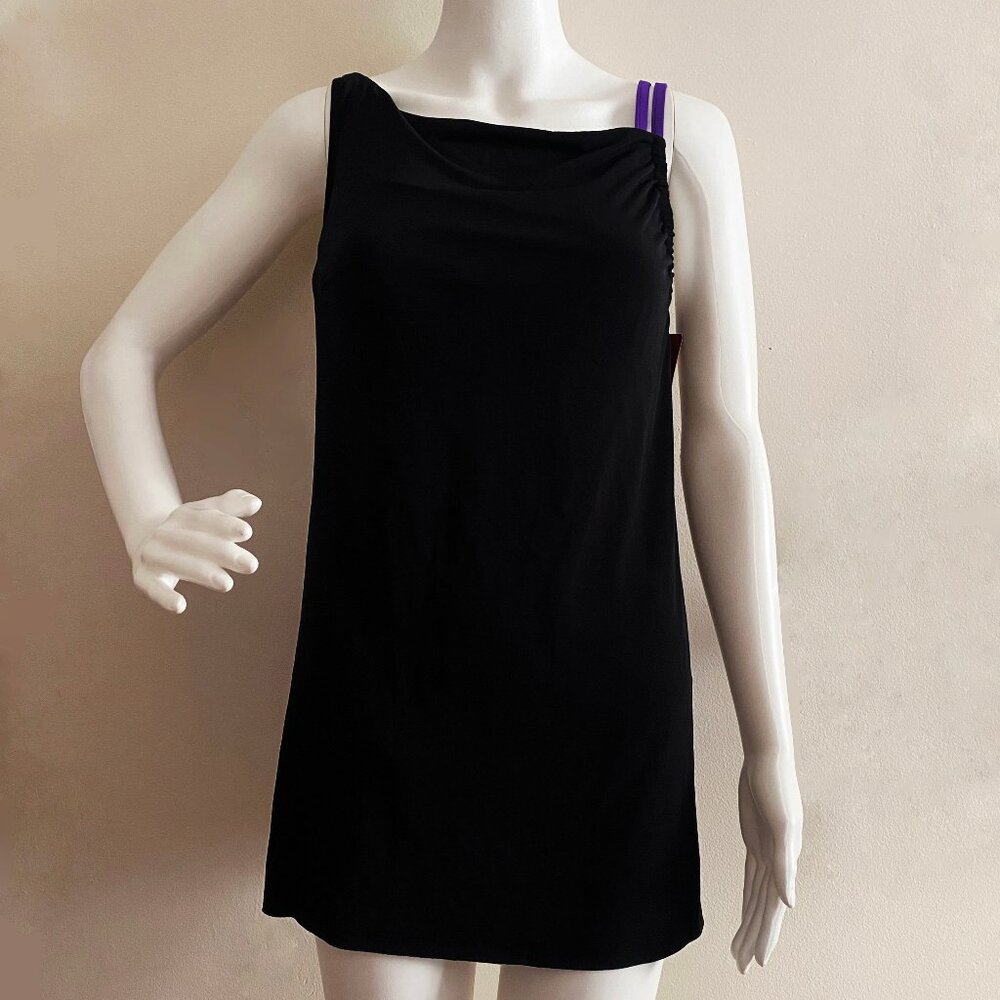 Miraclesuit Brianna Black & Purple Sarong Size 10 NWT